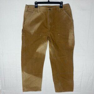 Vintage Carhartt Sun Faded Tan Double Knee Duck Canvas Dungaree Fit Pants 36X29